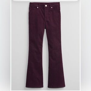 GAP Kids High Rise '70s Flare Corduroy Pants, plum purple, 8 adjustable waste